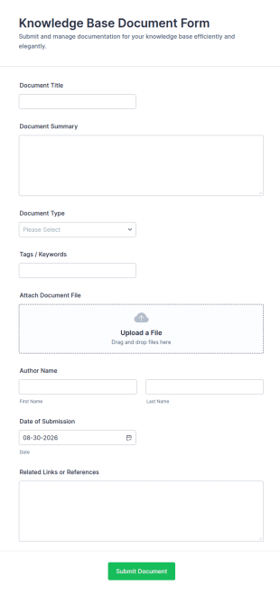 Knowledge Base Document Form Template