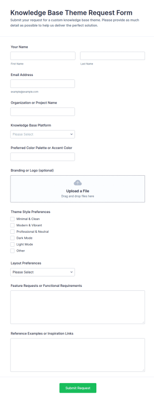 Knowledge Base Theme Request Form Template