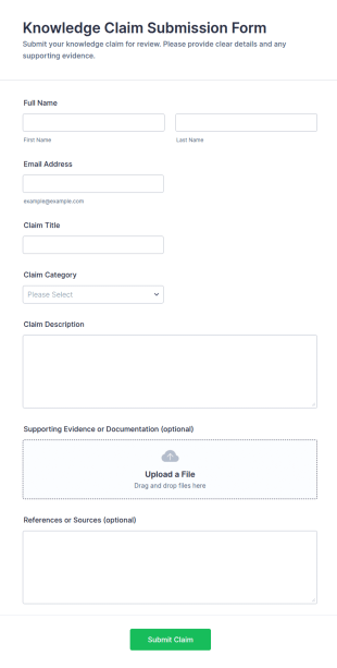 Knowledge Claim Submission Form Template