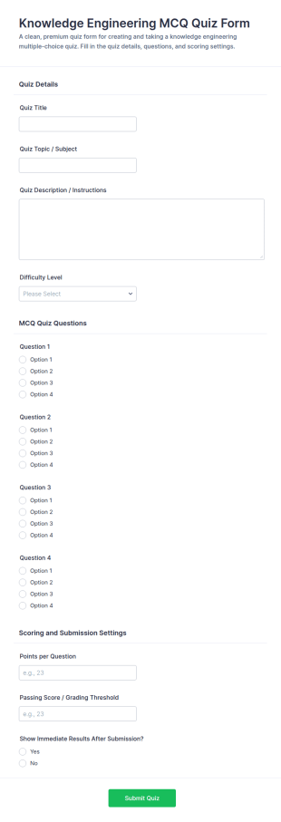 Knowledge Engineering MCQ Quiz Form Template