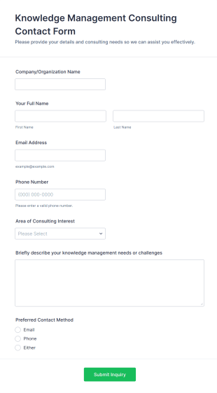 Knowledge Management Consulting Contact Form Template