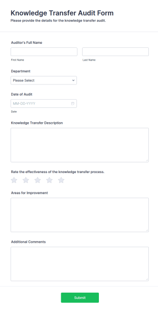 Knowledge Transfer Audit Form Template