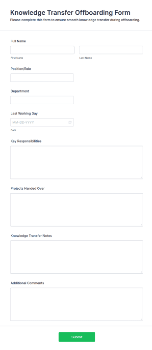 Knowledge Transfer Offboarding Form Template