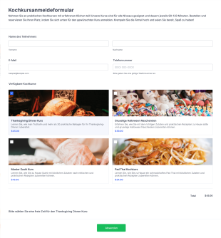 Kochkursanmeldeformular Form Template