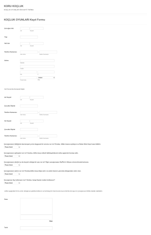 Koçluk Oyunları Kayıt Form Şablonu