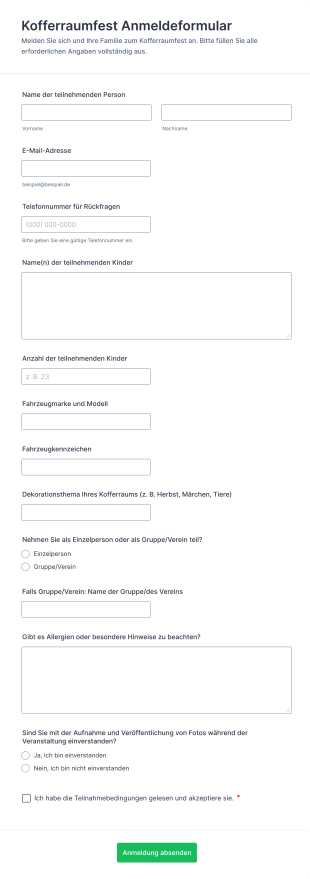 Kofferraumfest Anmeldeformular