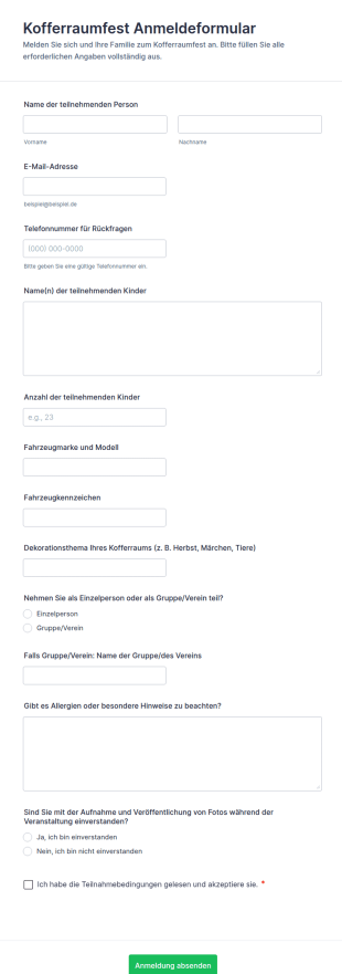 Kofferraumfest Anmeldeformular