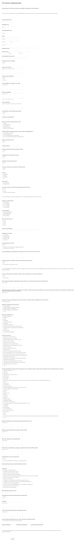 Koiran Adoptiohakemus Form Template