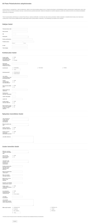 Koiran Adoptiolomake Form Template
