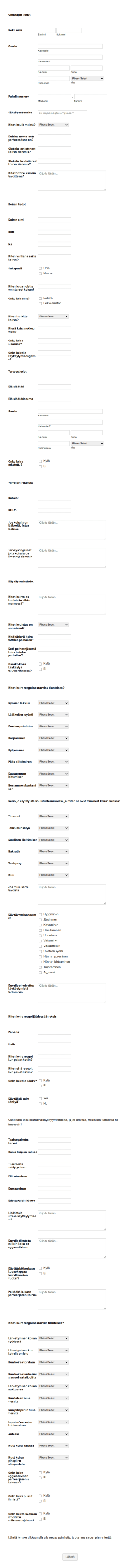 Koiran Koulutuslomake