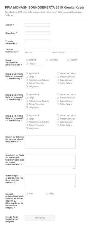 Komite Kayıt Form Template