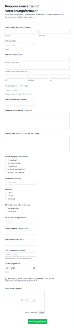 Verordnungsformular Für Kompressionsstrümpfe