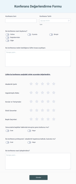 Konferans Değerlendirme Form Template