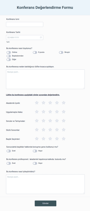 Konferans Değerlendirme Form Şablonu