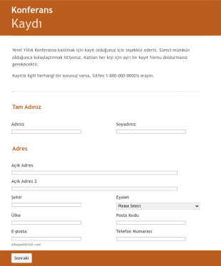 Konferans Katılım Form Template