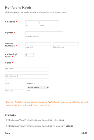Konferans Kaydı Form Template