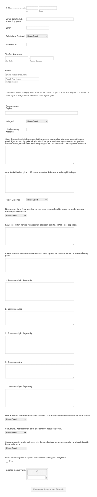 Konferans Konuşmacısı Başvuru Form Template