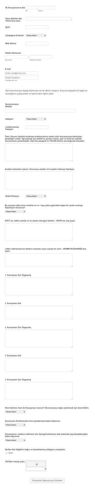 Konferans Konuşmacısı Başvuru Form Şablonu