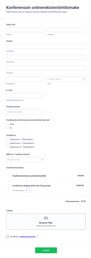 Konferenssin Onlinerekisteröinti
