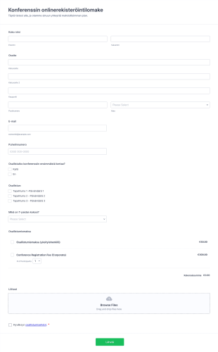 Konferenssin Onlinerekisteröinti Form Template