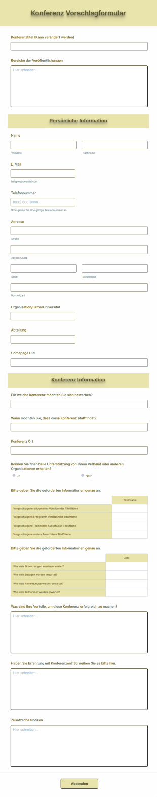 Konferenz Vorschlagformular