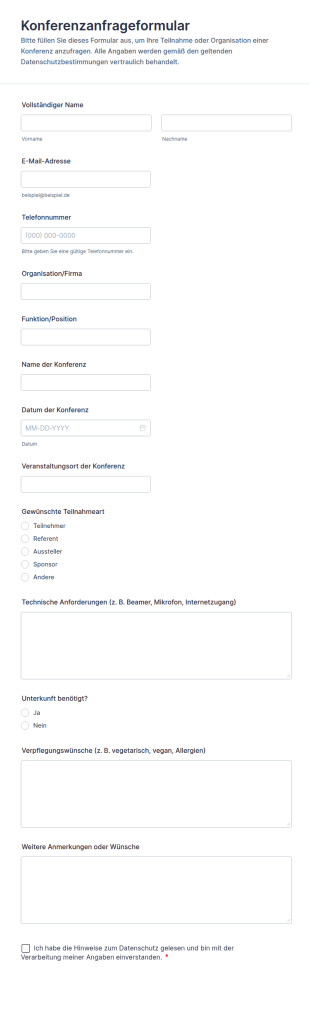 Konferenzanfrageformular