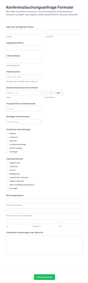 Konferenzbuchungsanfrage Formular