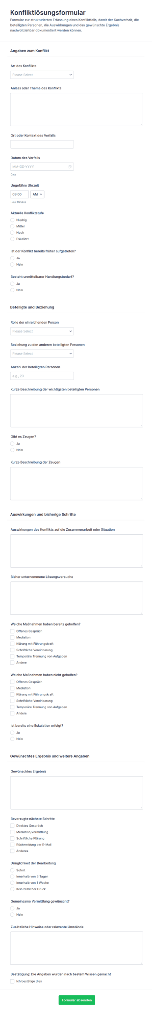 Konfliktlösung Formular