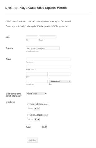 Konser Bileti Satış Form Template
