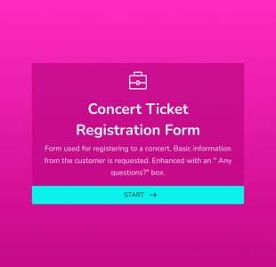 콘서트 티켓 등록 양식 Form Template