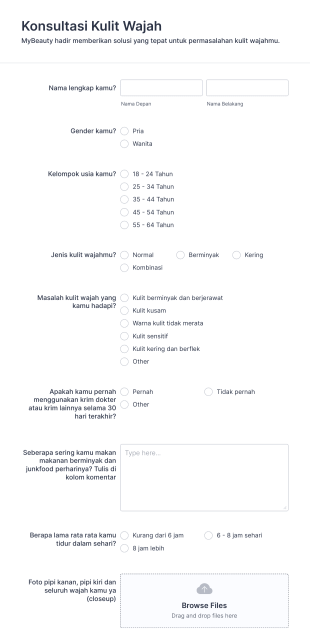 Konsultasi Kulit Wajah Form Template