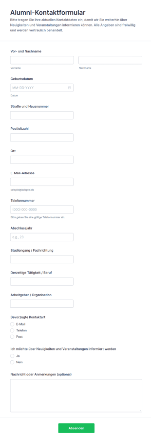 Kontaktformular Für Alumni