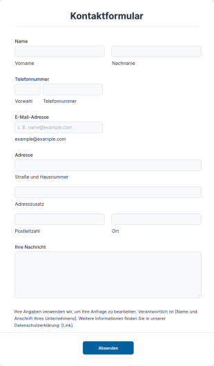 Kontaktformular Mit Adresse