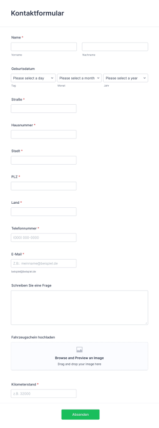 Kontaktformular Motorradshop Form Template