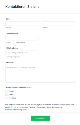 Kontaktformular Mit Wahl Des Kontaktwegs