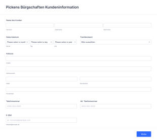 Kontaktinformation Formular