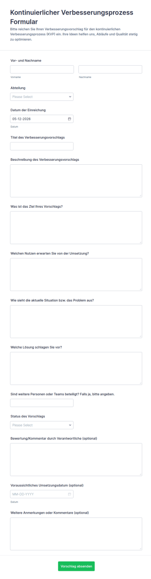Kontinuierlicher Verbesserungsprozess Formular