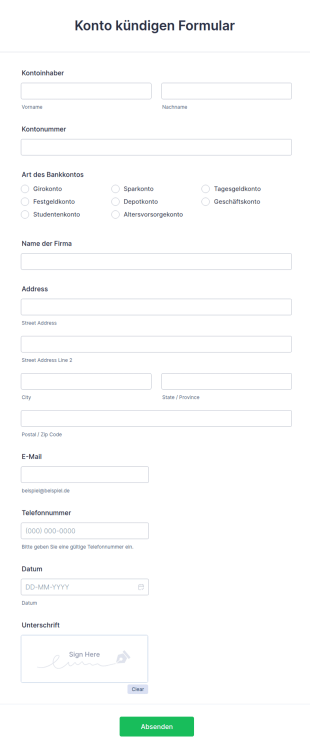 Kontoauflösung Formular