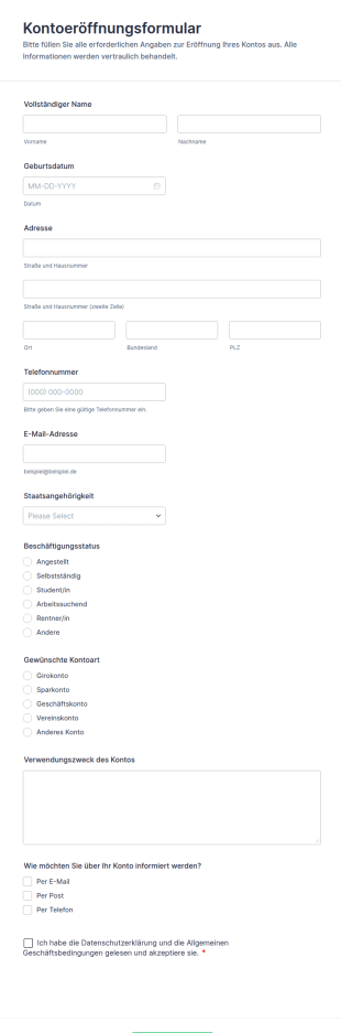 Kontoeröffnungsformular