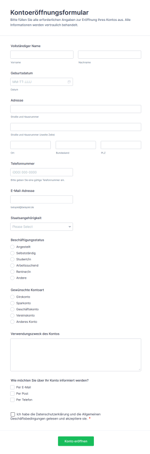 Kontoeröffnungsformular