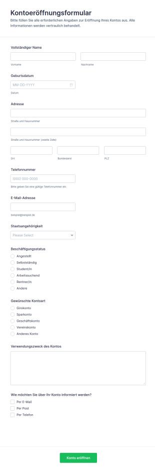 Kontoeröffnungsformular