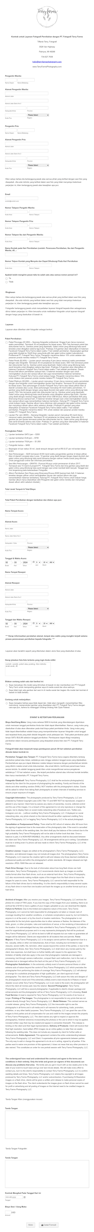 Kontrak Fotografi Pernikahan