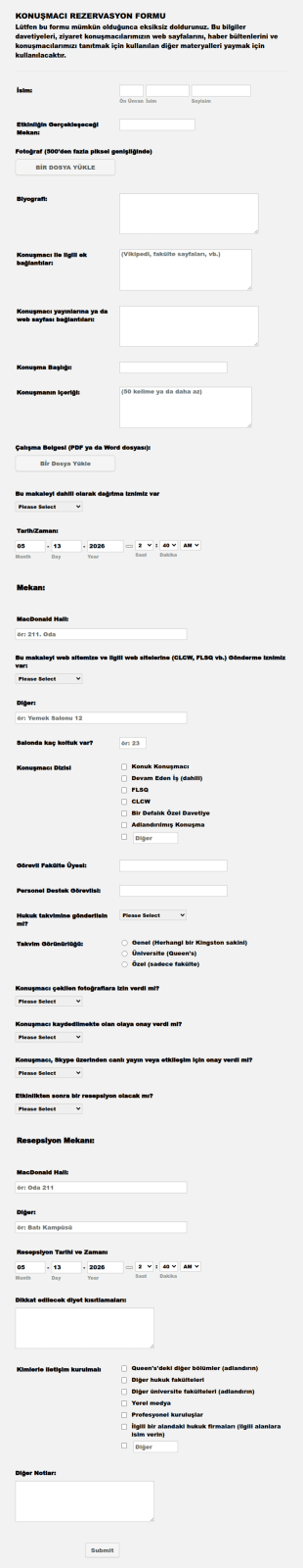 Konuk Konuşmacı Form Şablonu