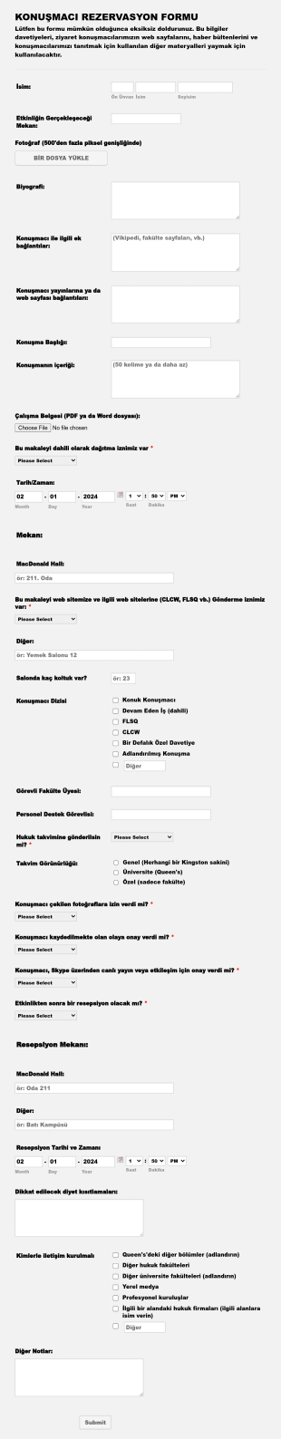 Konuk Konuşmacı Form Şablonu