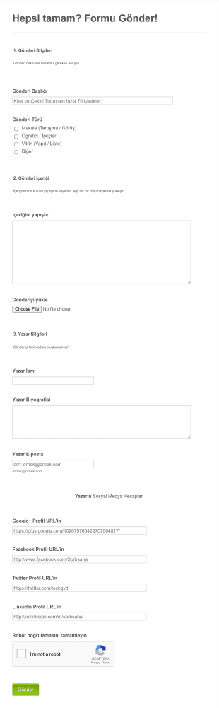 Konuk Yazar Olarak Makale Gönderim Form Template