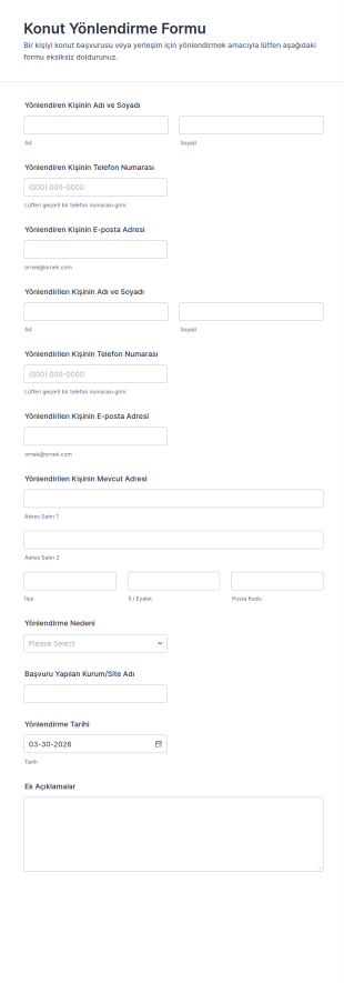 Konut Yönlendirme Form Şablonu