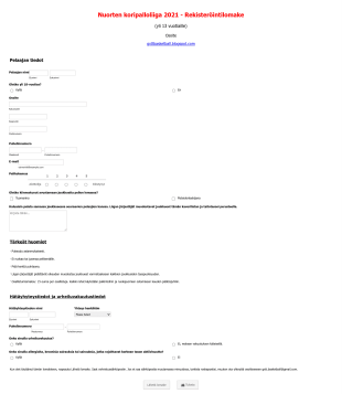 Koripalloliigan Rekisteröintilomake