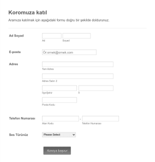Koro Kayıt Form Template