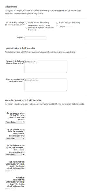 Koronavirüs Araştırması Form Şablonu