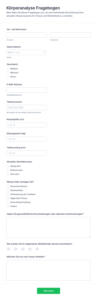 Körperliche Beurteilungsbogen